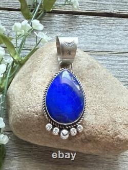 Native American Navajo Sterling Silver Lapis Pendant R Yazzie Gift