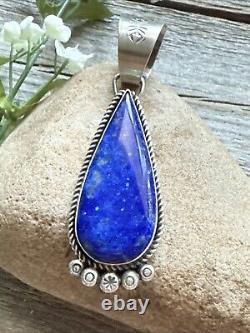 Native American Navajo Sterling Silver Lapis Pendant R Yazzie Gift