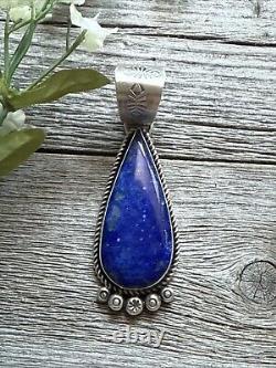 Native American Navajo Sterling Silver Lapis Pendant R Yazzie Gift