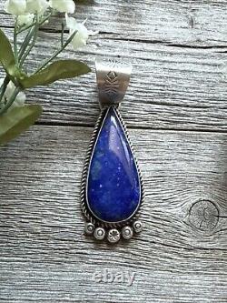 Native American Navajo Sterling Silver Lapis Pendant R Yazzie Gift