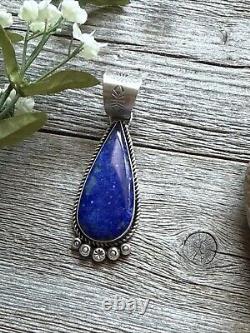 Native American Navajo Sterling Silver Lapis Pendant R Yazzie Gift