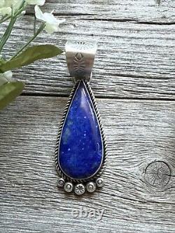 Native American Navajo Sterling Silver Lapis Pendant R Yazzie Gift