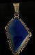 Native American Navajo Sterling Silver & Lapis Signed Pendant By Ltb