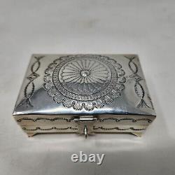 Native American Navajo Sterling Silver Lidded Box By Susie James