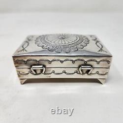 Native American Navajo Sterling Silver Lidded Box By Susie James