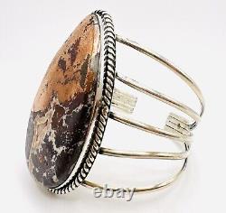 Native American Navajo Sterling Silver Native Copper Dolomite Cuff Bracelet