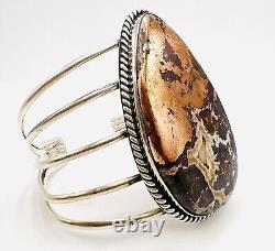 Native American Navajo Sterling Silver Native Copper Dolomite Cuff Bracelet