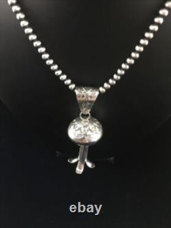 Native American Navajo Sterling Silver Necklace LG Naja Pendant 20 01673