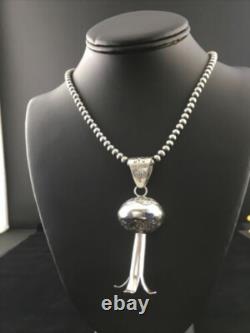 Native American Navajo Sterling Silver Necklace LG Naja Pendant 20 01673
