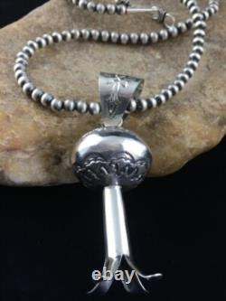 Native American Navajo Sterling Silver Necklace LG Naja Pendant 20 01673