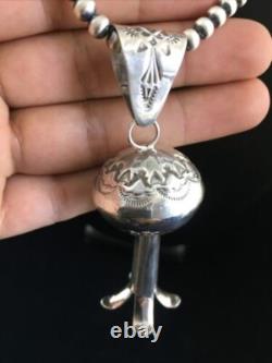 Native American Navajo Sterling Silver Necklace LG Naja Pendant 20 01673