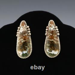 Native American Navajo Sterling Silver & Ocean Jasper Earrings