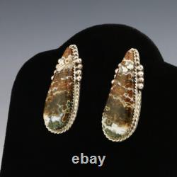 Native American Navajo Sterling Silver & Ocean Jasper Earrings
