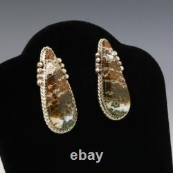 Native American Navajo Sterling Silver & Ocean Jasper Earrings