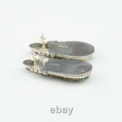 Native American Navajo Sterling Silver & Ocean Jasper Earrings