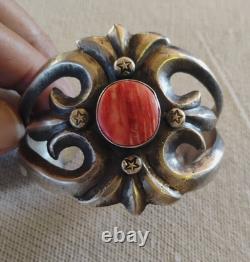 Native American Navajo Sterling Silver Oyster Cuff Bracelet 925 turquoise