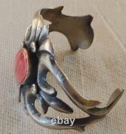 Native American Navajo Sterling Silver Oyster Cuff Bracelet 925 turquoise