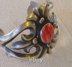 Native American Navajo Sterling Silver Oyster Cuff Bracelet 925 turquoise