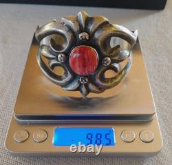 Native American Navajo Sterling Silver Oyster Cuff Bracelet 925 turquoise