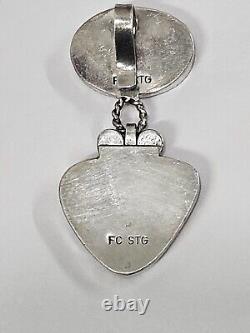 Native American Navajo Sterling Silver Pendant Natural Stones Marked FC STG