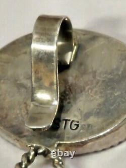 Native American Navajo Sterling Silver Pendant Natural Stones Marked FC STG