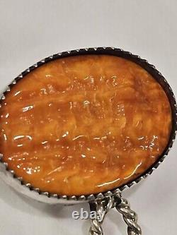 Native American Navajo Sterling Silver Pendant Natural Stones Marked FC STG