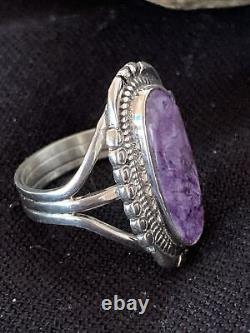Native American Navajo Sterling Silver Purple Charoite Ring Sz 9 1453