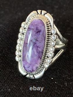 Native American Navajo Sterling Silver Purple Charoite Ring Sz 9 1453