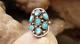 Native American Navajo Sterling Silver Saddle Ring 6 Turquoise Signed D
