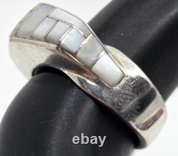 Native American Navajo Sterling Silver Shell UNIQUE Ring 8