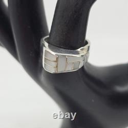 Native American Navajo Sterling Silver Shell UNIQUE Ring 8