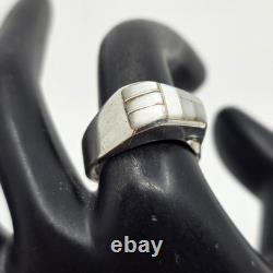 Native American Navajo Sterling Silver Shell UNIQUE Ring 8