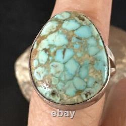 Native American Navajo Sterling Silver Spiderweb Turquoise Ring Size 9.5 12545