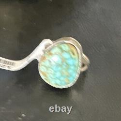 Native American Navajo Sterling Silver Spiderweb Turquoise Ring Size 9.5 12545