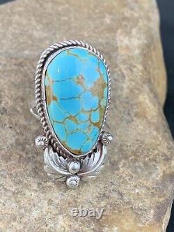 Native American Navajo Sterling Silver Spiderweb Turquoise Ring Sz 9 285