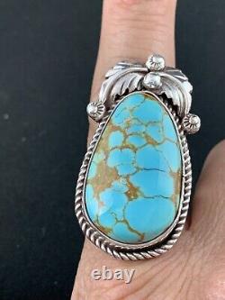Native American Navajo Sterling Silver Spiderweb Turquoise Ring Sz 9 285
