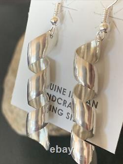 Native American Navajo Sterling Silver Swirl Earrings 11625