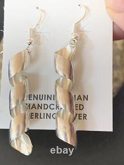Native American Navajo Sterling Silver Swirl Earrings 11625