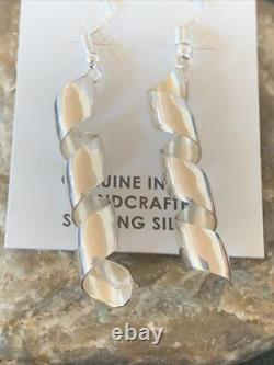 Native American Navajo Sterling Silver Swirl Earrings 11625
