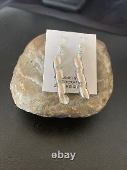 Native American Navajo Sterling Silver Swirl Earrings 11625