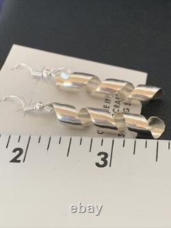 Native American Navajo Sterling Silver Swirl Earrings 11625