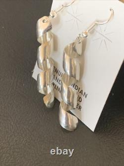 Native American Navajo Sterling Silver Swirl Earrings 11625