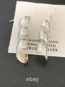 Native American Navajo Sterling Silver Swirl Earrings 11625