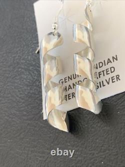 Native American Navajo Sterling Silver Swirl Earrings 11625