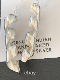 Native American Navajo Sterling Silver Swirl Earrings 11625