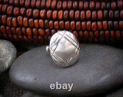 Native American Navajo Sterling Silver Textured Dome Ring Signed Size 7.5