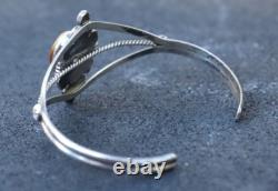 Native American Navajo Sterling Silver Tigers Eye Cuff Bracelet Marie B