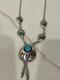 Native American Navajo Sterling Silver Turquoise Bear Paw Necklace 18