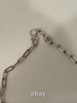 Native American Navajo Sterling Silver Turquoise Bear Paw Necklace 18