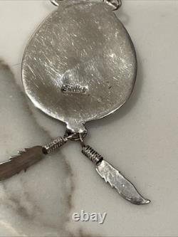 Native American Navajo Sterling Silver Turquoise Bear Paw Necklace 18